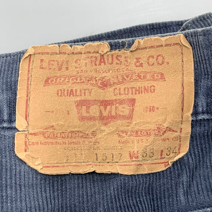 【中古品】【メンズ】 Levi's リーバイス 517-1517 42 TALON USA製 CORDUROY FLARE PANTS コーデュロイ フレア パンツ ボトムス 157-260408-kh-14-izu サイズ：33×34 カラー：ネイビー 万代Net店