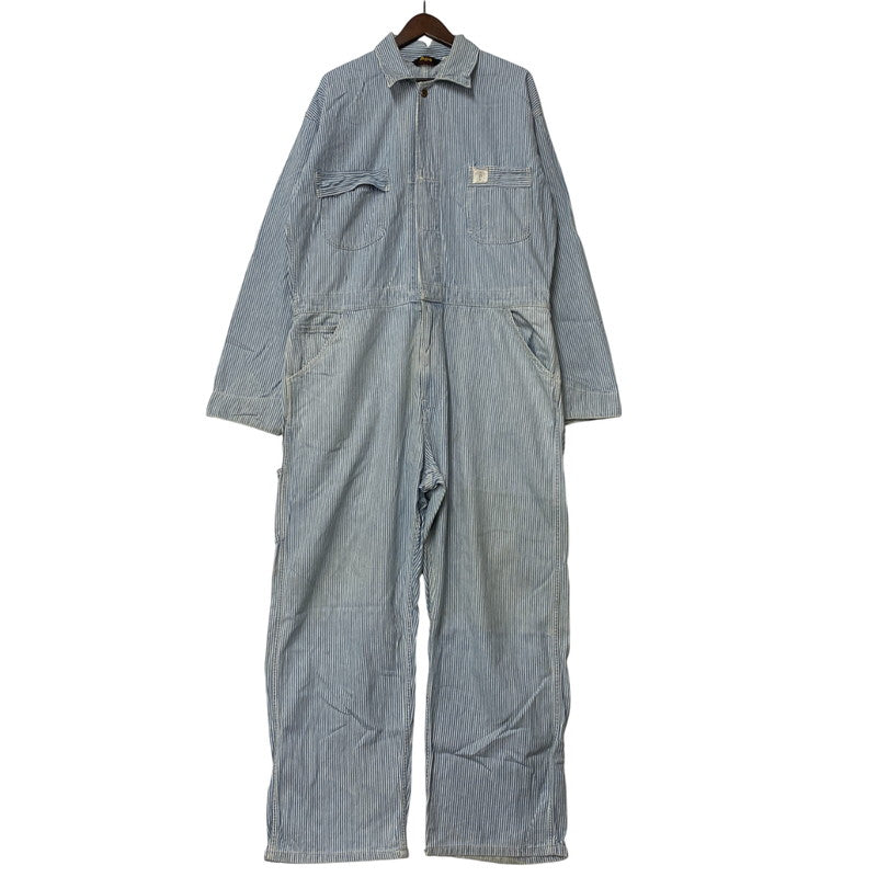【現状渡し品】【メンズ】 A BATHING APE アベイシングエイプ 初期タグ HICKORY OVERALLS ヒッコリー オーバーオールズ ズボン ボトムス 153-260405-ya-05-izu サイズ：L カラー：ブルー×ホワイト 万代Net店