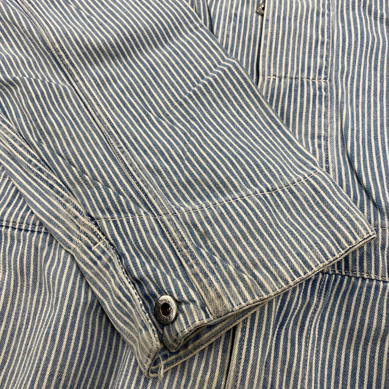 【現状渡し品】【メンズ】 A BATHING APE アベイシングエイプ 初期タグ HICKORY OVERALLS ヒッコリー オーバーオールズ ズボン ボトムス 153-260405-ya-05-izu サイズ：L カラー：ブルー×ホワイト 万代Net店