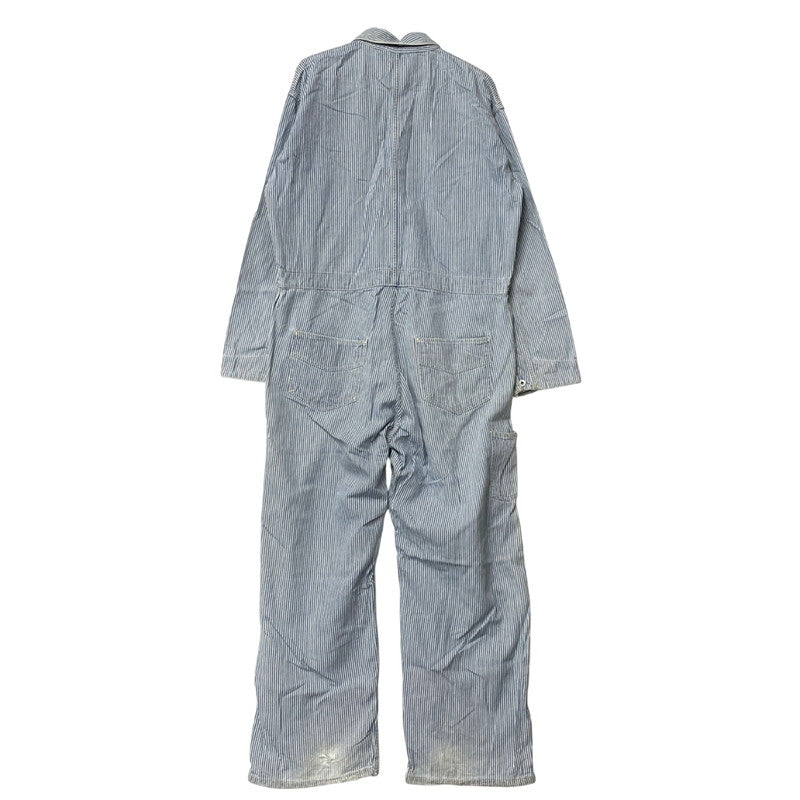 【現状渡し品】【メンズ】 A BATHING APE アベイシングエイプ 初期タグ HICKORY OVERALLS ヒッコリー オーバーオールズ ズボン ボトムス 153-260405-ya-05-izu サイズ：L カラー：ブルー×ホワイト 万代Net店