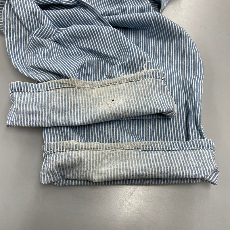 【現状渡し品】【メンズ】 A BATHING APE アベイシングエイプ 初期タグ HICKORY OVERALLS ヒッコリー オーバーオールズ ズボン ボトムス 153-260405-ya-05-izu サイズ：L カラー：ブルー×ホワイト 万代Net店