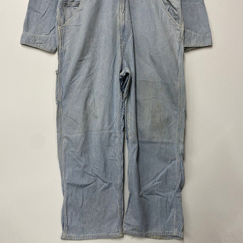 【現状渡し品】【メンズ】 A BATHING APE アベイシングエイプ 初期タグ HICKORY OVERALLS ヒッコリー オーバーオールズ ズボン ボトムス 153-260405-ya-05-izu サイズ：L カラー：ブルー×ホワイト 万代Net店