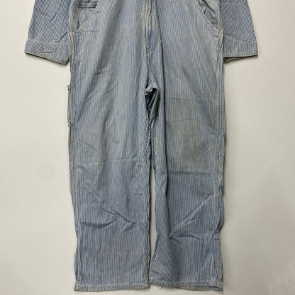 【現状渡し品】【メンズ】 A BATHING APE アベイシングエイプ 初期タグ HICKORY OVERALLS ヒッコリー オーバーオールズ ズボン ボトムス 153-260405-ya-05-izu サイズ：L カラー：ブルー×ホワイト 万代Net店