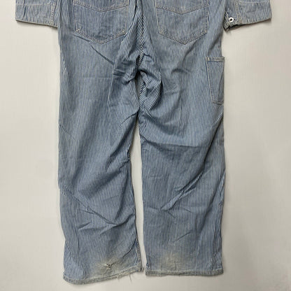 【現状渡し品】【メンズ】 A BATHING APE アベイシングエイプ 初期タグ HICKORY OVERALLS ヒッコリー オーバーオールズ ズボン ボトムス 153-260405-ya-05-izu サイズ：L カラー：ブルー×ホワイト 万代Net店