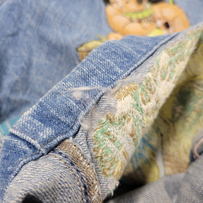 【中古品】【メンズ】 YAMANE ヤマネ DENIM SHORTS LOT 1926 デニムショーツ 金太郎×鯉×山 ショートパンツ ボトムス 156-260405-as-13-izu サイズ：36×31 カラー：ライトブルー 万代Net店