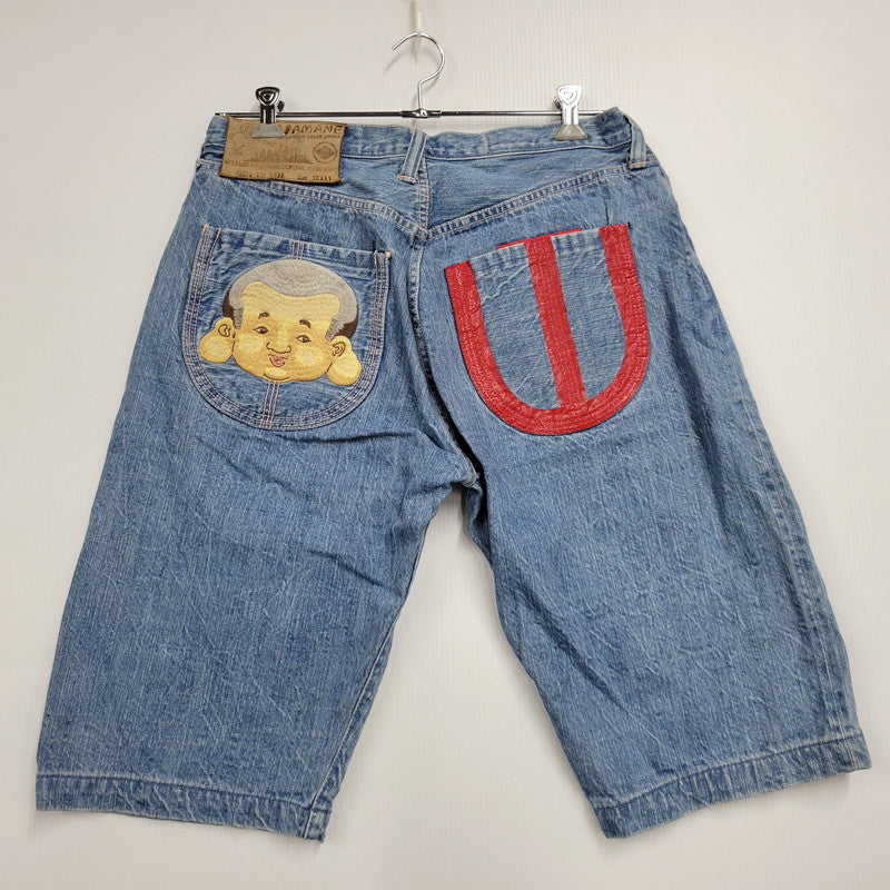 【中古品】【メンズ】 YAMANE ヤマネ DENIM SHORTS LOT 1926 デニムショーツ 金太郎×鯉×山 ショートパンツ ボトムス 156-260405-as-13-izu サイズ：36×31 カラー：ライトブルー 万代Net店