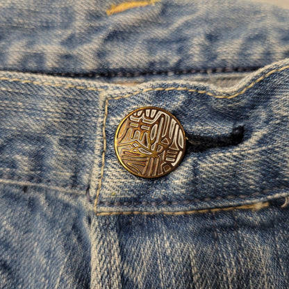 【中古品】【メンズ】 YAMANE ヤマネ DENIM SHORTS LOT 1926 デニムショーツ 金太郎×鯉×山 ショートパンツ ボトムス 156-260405-as-13-izu サイズ：36×31 カラー：ライトブルー 万代Net店