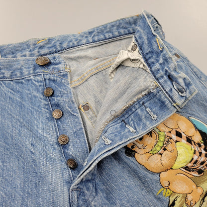 【中古品】【メンズ】 YAMANE ヤマネ DENIM SHORTS LOT 1926 デニムショーツ 金太郎×鯉×山 ショートパンツ ボトムス 156-260405-as-13-izu サイズ：36×31 カラー：ライトブルー 万代Net店
