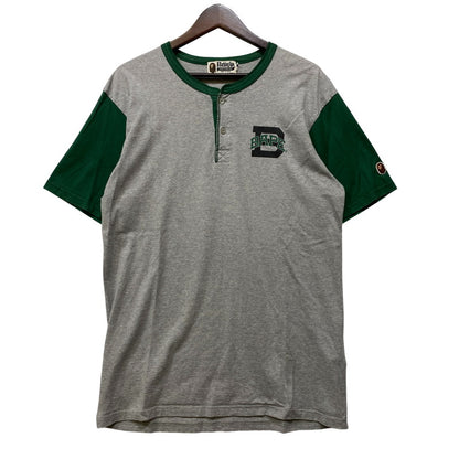 【中古品】【メンズ】 A BATHING APE アベイシングエイプ 00’S HENRYNECK S S TEE ヘンリーネック ショートスリーブ Tシャツ トップス 半袖 142-260712-ya-12-izu サイズ：L カラー：グレー 万代Net店