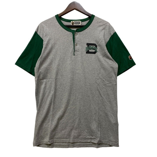 【中古品】【メンズ】 A BATHING APE アベイシングエイプ 00’S HENRYNECK S S TEE ヘンリーネック ショートスリーブ Tシャツ トップス 半袖 142-260712-ya-12-izu サイズ：L カラー：グレー 万代Net店