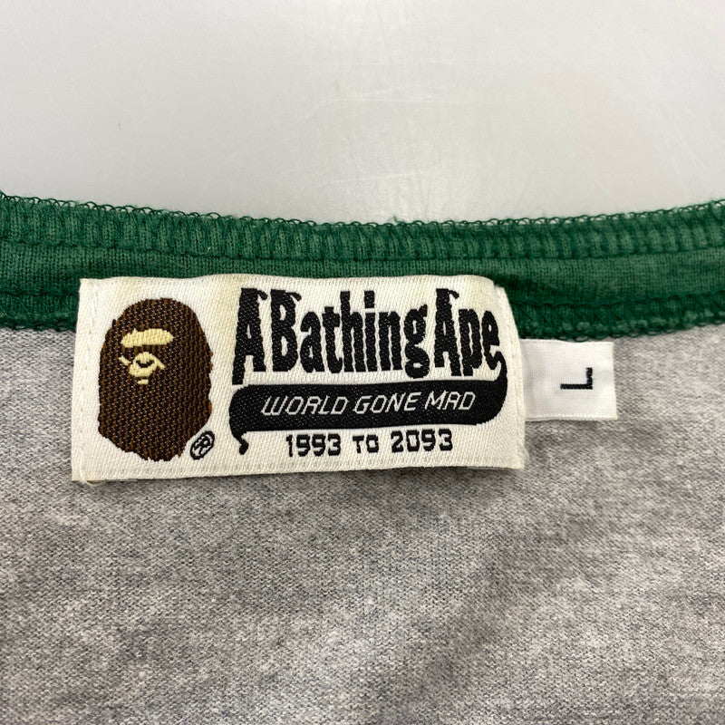 【中古品】【メンズ】 A BATHING APE アベイシングエイプ 00’S HENRYNECK S S TEE ヘンリーネック ショートスリーブ Tシャツ トップス 半袖 142-260712-ya-12-izu サイズ：L カラー：グレー 万代Net店