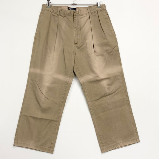 【中古品】【メンズ】 Polo by Ralph Lauren ポロバイラルフローレン USA製 90S 2-TUCK タック CHINO PANTS チノ パンツ ズボン ボトムス 157-260407-ya-03-izu サイズ：38×36 カラー：BEIGE 万代Net店