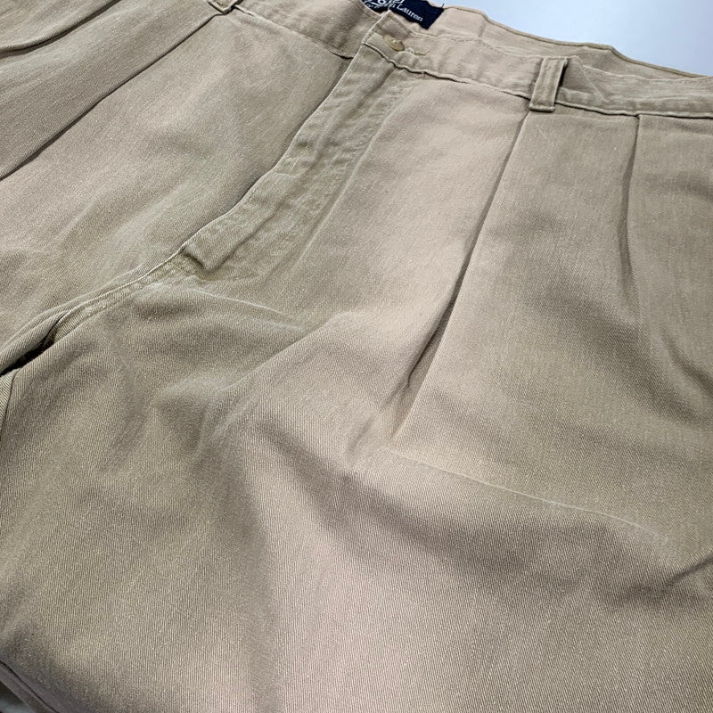 【中古品】【メンズ】 Polo by Ralph Lauren ポロバイラルフローレン USA製 90S 2-TUCK タック CHINO PANTS チノ パンツ ズボン ボトムス 157-260407-ya-03-izu サイズ：38×36 カラー：BEIGE 万代Net店
