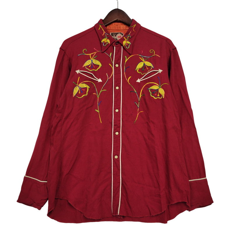 【中古品】【メンズ】 MONTGOMERY WARD モンゴメリーワード 101 馬タグ WESTERN SHIRT ウエスタン シャツ トップス 146-260405-kh-07-izu サイズ：L カラー：レッド 万代Net店