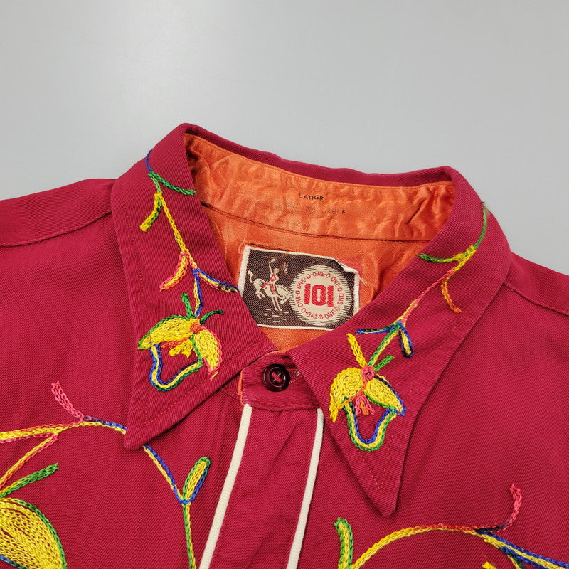【中古品】【メンズ】 MONTGOMERY WARD モンゴメリーワード 101 馬タグ WESTERN SHIRT ウエスタン シャツ トップス 146-260405-kh-07-izu サイズ：L カラー：レッド 万代Net店