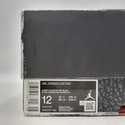 【中古品】【メンズ】 NIKE ナイキ AIR JORDAN 3 RETRO DN3707-100 エア ジョーダン 3 レトロ スニーカー シューズ 靴 160-260405-as-27-izu サイズ：30cm カラー：SUMMIT WHITE/FIRE RED-BLACK 万代Net店