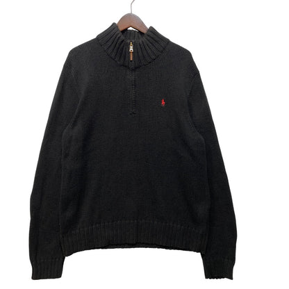 【中古品】【メンズ】 POLO by RALPH LAUREN ポロ バイ ラルフローレン 38807 HALF ZIP COTTON KNIT ハーフ ジップ コットン ニット トップス 長袖 147-260720-ya-07-izu サイズ：L カラー：ブラック 万代Net店