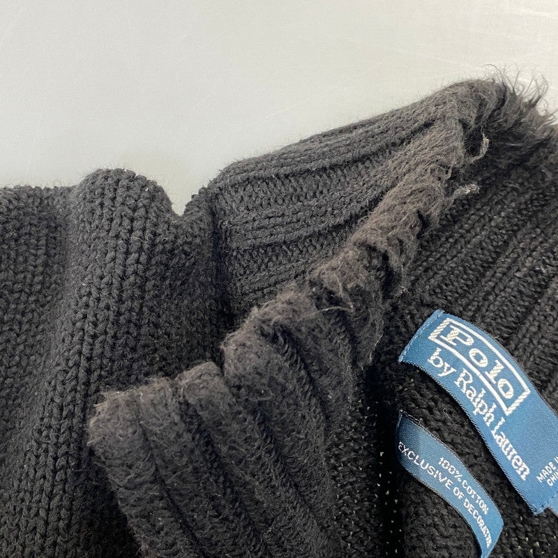 【中古品】【メンズ】 POLO by RALPH LAUREN ポロ バイ ラルフローレン 38807 HALF ZIP COTTON KNIT ハーフ ジップ コットン ニット トップス 長袖 147-260720-ya-07-izu サイズ：L カラー：ブラック 万代Net店