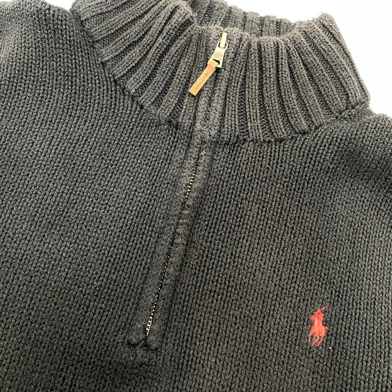 【中古品】【メンズ】 POLO by RALPH LAUREN ポロ バイ ラルフローレン 38807 HALF ZIP COTTON KNIT ハーフ ジップ コットン ニット トップス 長袖 147-260720-ya-07-izu サイズ：L カラー：ブラック 万代Net店