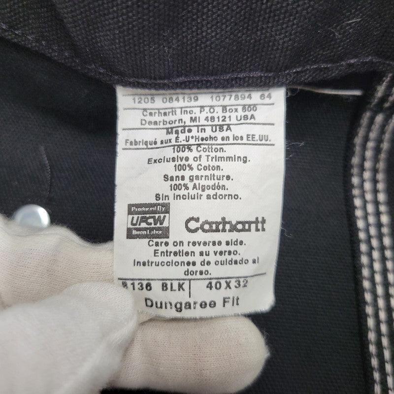 【中古品】【メンズ】 Carhartt カーハート B136 BLK USA製 DOUBLE FRONT WASHED DUCK WORK PANT ダブルフロント ウォッシュド ダック ワークパンツ ボトムス 157-260407-kh-07-izu サイズ：40×32 カラー：ブラック 万代Net店