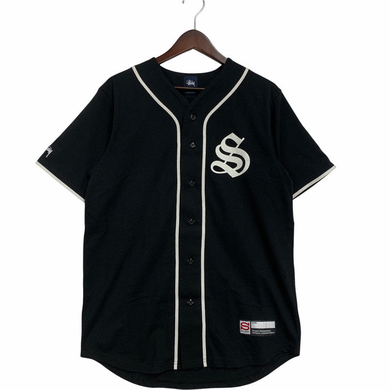 【中古品】【メンズ】 STUSSY ステューシー OLD ENGLISH BASEBALL SHIRT オールドイングリッシュ ベースボール シャツ トップス 142-260409-kh-03-izu サイズ：S カラー：ブラック×ホワイト 万代Net店