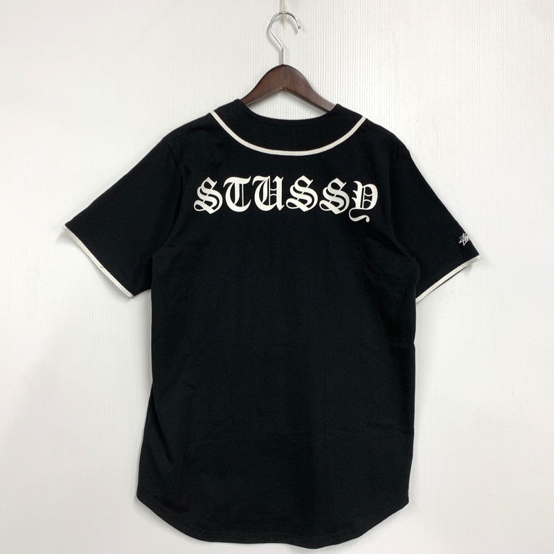 【中古品】【メンズ】 STUSSY ステューシー OLD ENGLISH BASEBALL SHIRT オールドイングリッシュ ベースボール シャツ トップス 142-260409-kh-03-izu サイズ：S カラー：ブラック×ホワイト 万代Net店