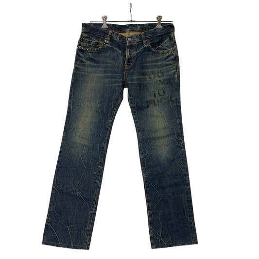【中古品】【メンズ】 HYSTERIC GLAMOUR ヒステリックグラマー STUDS PAINT BUTTONFLY DENIM PANTS スタッズ ペイント ボタンフライ デニム パンツ ボトムス ズボン 151-260406-cs-01-izu サイズ：34 カラー：インディゴ 万代Net店