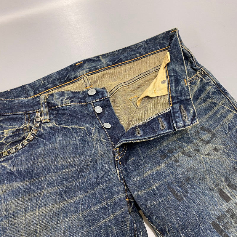 【中古品】【メンズ】 HYSTERIC GLAMOUR ヒステリックグラマー STUDS PAINT BUTTONFLY DENIM PANTS スタッズ ペイント ボタンフライ デニム パンツ ボトムス ズボン 151-260406-cs-01-izu サイズ：34 カラー：インディゴ 万代Net店