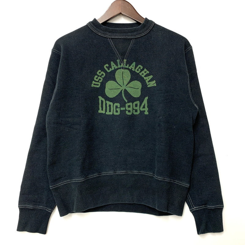 【中古品】【メンズ】 CUSHMAN クッシュマン DOUBLE V-GAZETTE CLOVER PRINT CREWNECK SWEAT ダブル ブイガゼット クローバー プリント クルーネック スウェット トップス 長袖 145-260409-cs-16-izu サイズ：M カラー：ブラック 万代Net店