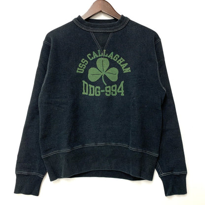 【中古品】【メンズ】 CUSHMAN クッシュマン DOUBLE V-GAZETTE CLOVER PRINT CREWNECK SWEAT ダブル ブイガゼット クローバー プリント クルーネック スウェット トップス 長袖 145-260409-cs-16-izu サイズ：M カラー：ブラック 万代Net店
