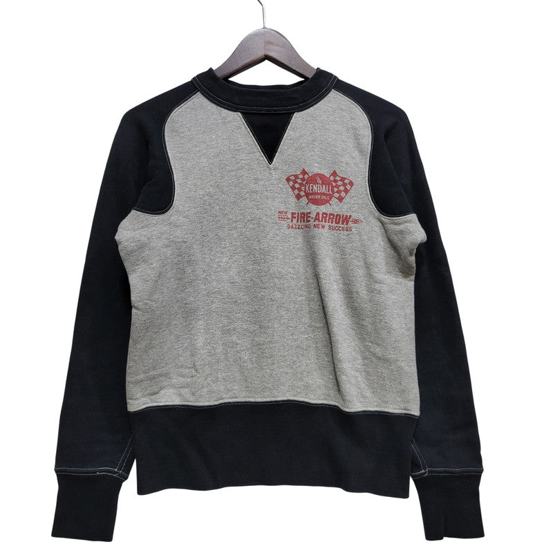 【中古品】【メンズ】 CUSHMAN クッシュマン FREEDOM SLEEVE 2-TONE PRINT SWEAT フリーダム スリーブ 2トーン プリント スウェット 145-260720-as-03-izu サイズ：S カラー：グレー×ブラック 万代Net店