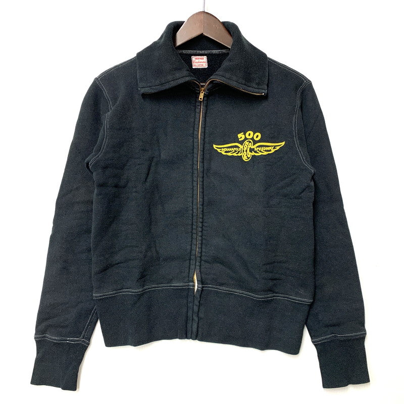 【中古品】【メンズ】 CUSHMAN クッシュマン FULL ZIP PRINT SWEAT フル ジップ プリント スウェット トップス 長袖 145-260409-cs-15-izu サイズ：S カラー：ブラック 万代Net店