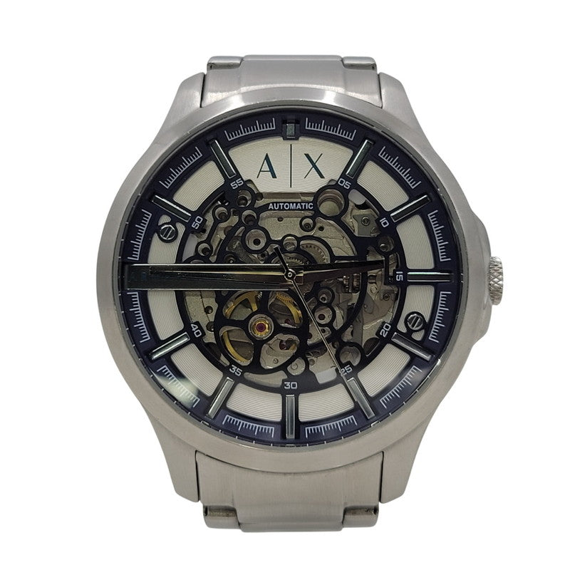 【中古品】【メンズ/レディース】 ARMANI EXCHANGE アルマーニエクスチェンジ STAINLESS STEEL AX2416 ステンレススチール スケルトン 自動巻 腕時計 197-260406-as-02-izu カラー：シルバー 万代Net店