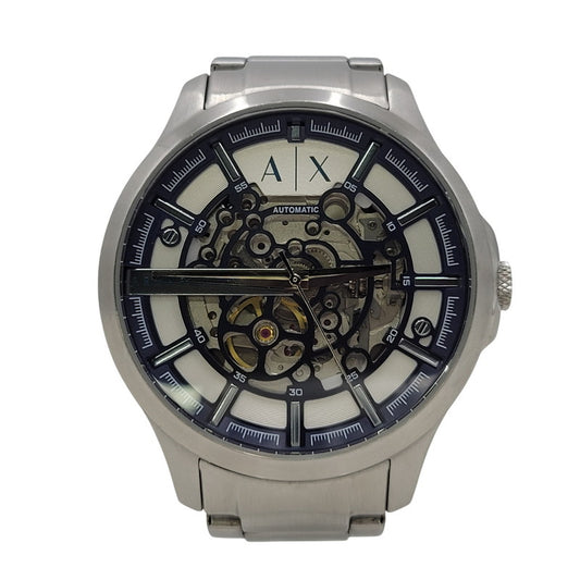 【中古品】【メンズ/レディース】 ARMANI EXCHANGE アルマーニエクスチェンジ STAINLESS STEEL AX2416 ステンレススチール スケルトン 自動巻 腕時計 197-260406-as-02-izu カラー：シルバー 万代Net店
