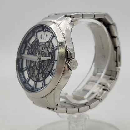【中古品】【メンズ/レディース】 ARMANI EXCHANGE アルマーニエクスチェンジ STAINLESS STEEL AX2416 ステンレススチール スケルトン 自動巻 腕時計 197-260406-as-02-izu カラー：シルバー 万代Net店