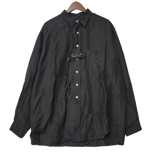 【中古品】【メンズ】 ENSOU. エンソウ SILK LINEN PIN LS SHIRT シルク リネン ピン ロングスリーブ シャツ トップス 長袖 140-260407-kh-03-izu サイズ：L カラー：ブラック 万代Net店