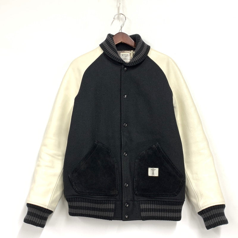 【中古品】【メンズ】 BEDWIN & THE HEARTBREAKERS ベドウィンアンドザハートブレイカーズ WOOL×LEATHER ウール レザー STADIUM JACKET スタジアム ジャケット アウター 142-260407-ya-10-izu サイズ：4 カラー：BLACK×WHITE 万代Net店