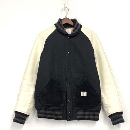 【中古品】【メンズ】 BEDWIN & THE HEARTBREAKERS ベドウィンアンドザハートブレイカーズ WOOL×LEATHER ウール レザー STADIUM JACKET スタジアム ジャケット アウター 142-260407-ya-10-izu サイズ：4 カラー：BLACK×WHITE 万代Net店