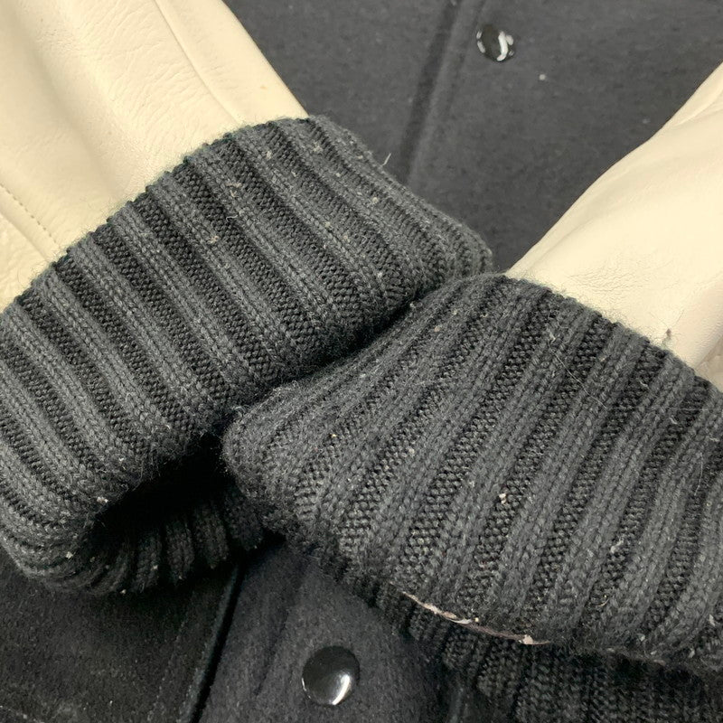 【中古品】【メンズ】 BEDWIN & THE HEARTBREAKERS ベドウィンアンドザハートブレイカーズ WOOL×LEATHER ウール レザー STADIUM JACKET スタジアム ジャケット アウター 142-260407-ya-10-izu サイズ：4 カラー：BLACK×WHITE 万代Net店