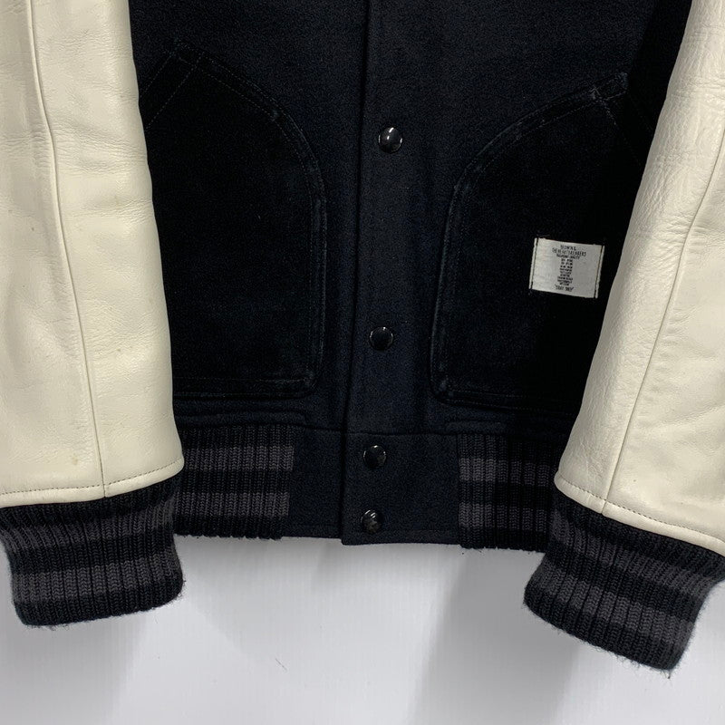 【中古品】【メンズ】 BEDWIN & THE HEARTBREAKERS ベドウィンアンドザハートブレイカーズ WOOL×LEATHER ウール レザー STADIUM JACKET スタジアム ジャケット アウター 142-260407-ya-10-izu サイズ：4 カラー：BLACK×WHITE 万代Net店