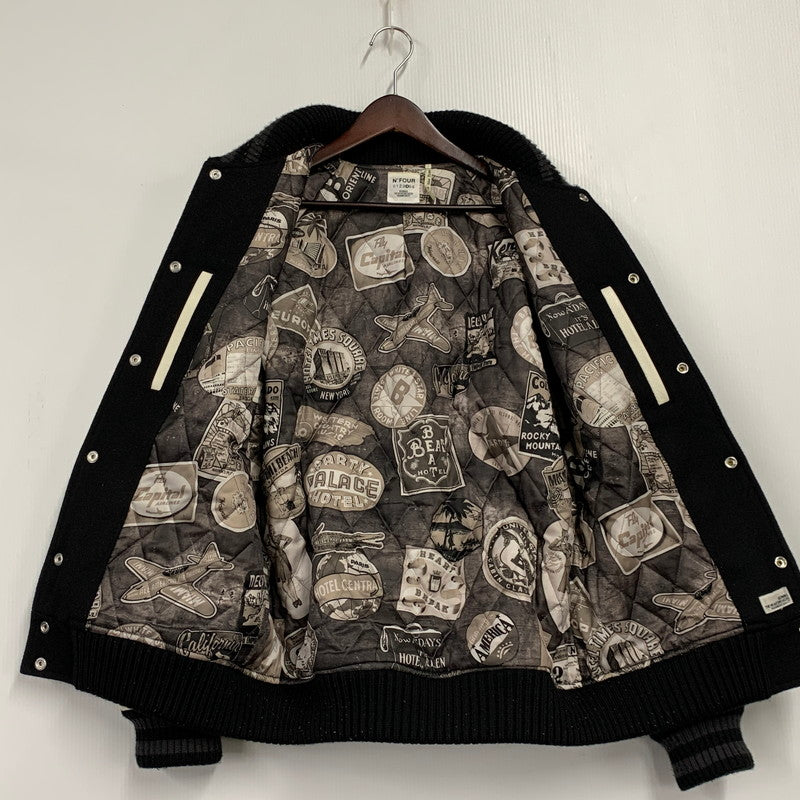 【中古品】【メンズ】 BEDWIN & THE HEARTBREAKERS ベドウィンアンドザハートブレイカーズ WOOL×LEATHER ウール レザー STADIUM JACKET スタジアム ジャケット アウター 142-260407-ya-10-izu サイズ：4 カラー：BLACK×WHITE 万代Net店