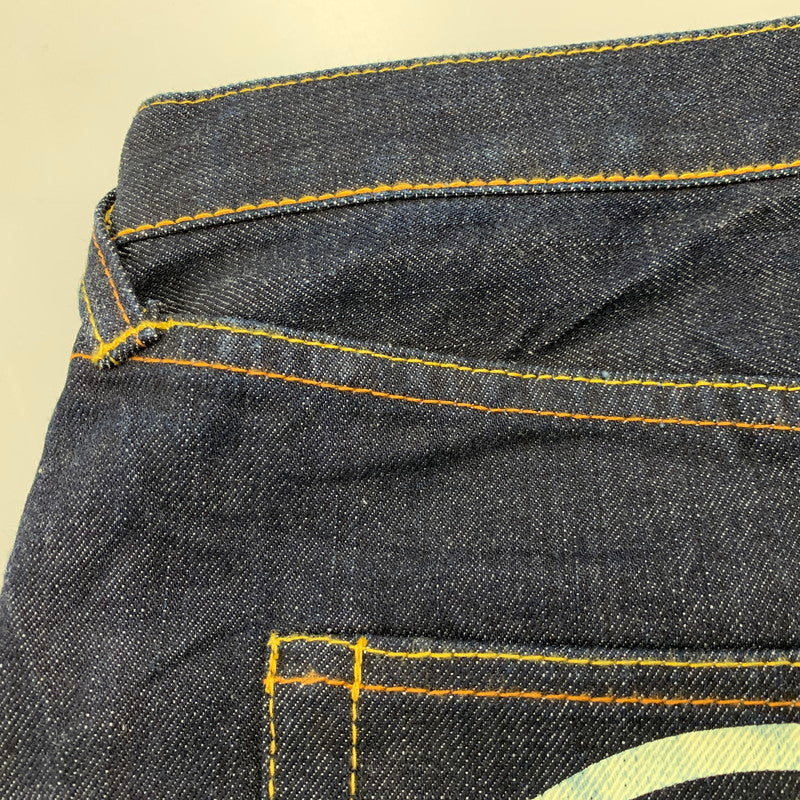【中古美品】【メンズ】 EVISU エヴィス 20TH 恵美寿 刺繡 カモメ×恵美寿様 PRINT BUTTONFLY DENIM PANTS プリント ボタンフライ デニムパンツ ボトムス 156-260408-kh-07-izu サイズ：40 カラー：インディゴ 万代Net店
