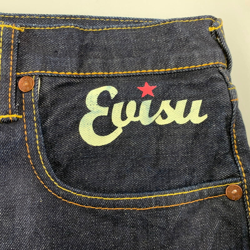 【中古美品】【メンズ】 EVISU エヴィス 20TH 恵美寿 刺繡 カモメ×恵美寿様 PRINT BUTTONFLY DENIM PANTS プリント ボタンフライ デニムパンツ ボトムス 156-260408-kh-07-izu サイズ：40 カラー：インディゴ 万代Net店