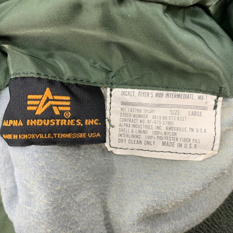 【中古品】【メンズ】 ALPHA INDUSTRIES アルファインダストリーズ 0615-00-573-8337 MIL-J-82790J(USAF) USA製 MA-1 FLIGHT JACKET フライトジャケット アウター 145-260408-kh-10-izu サイズ：L カラー：カーキ×オレンジ 万代Net店
