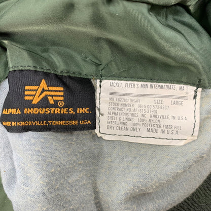 【中古品】【メンズ】 ALPHA INDUSTRIES アルファインダストリーズ 0615-00-573-8337 MIL-J-82790J(USAF) USA製 MA-1 FLIGHT JACKET フライトジャケット アウター 145-260408-kh-10-izu サイズ：L カラー：カーキ×オレンジ 万代Net店