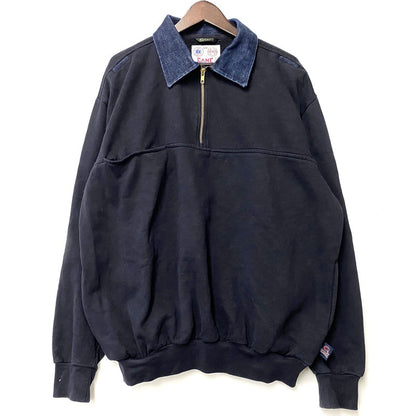 【中古品】【メンズ】 GAME WORKWEAR ゲーム ワークウェア 004061 HALF ZIP SWEAT SHIRT ハーフジップ スウェットシャツ 長袖 トップス 146-260410-km-03-izu サイズ：L カラー：ネイビー 万代Net店