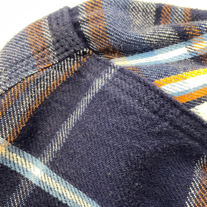 【中古品】【メンズ】 USA製 FLANNEL WORK SHIRT フランネル ワーク シャツ トップス　長袖 140-260410-ya-14-izu サイズ：XS カラー：ネイビー 万代Net店