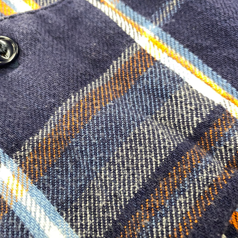【中古品】【メンズ】 USA製 FLANNEL WORK SHIRT フランネル ワーク シャツ トップス　長袖 140-260410-ya-14-izu サイズ：XS カラー：ネイビー 万代Net店