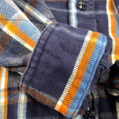 【中古品】【メンズ】 USA製 FLANNEL WORK SHIRT フランネル ワーク シャツ トップス　長袖 140-260410-ya-14-izu サイズ：XS カラー：ネイビー 万代Net店