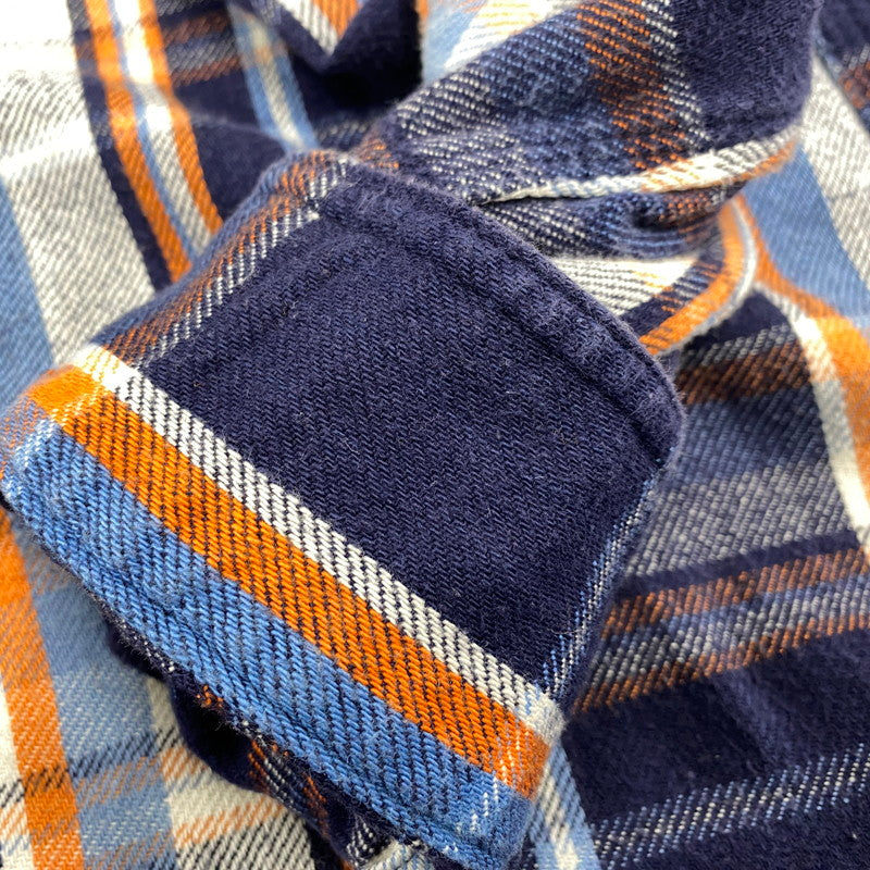 【中古品】【メンズ】 USA製 FLANNEL WORK SHIRT フランネル ワーク シャツ トップス　長袖 140-260410-ya-14-izu サイズ：XS カラー：ネイビー 万代Net店